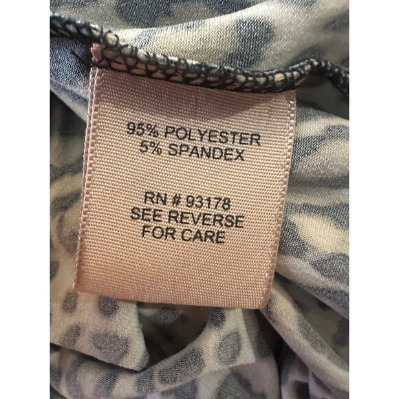 NEW Philosophy Faux Wrap Surplice Leopard Print Short Sleeve Stretchy Top Large - Picture 9 of 11